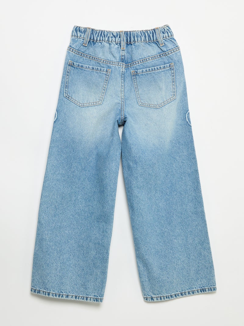 Pantaloni wide leg con ricami Blu - Kiabi