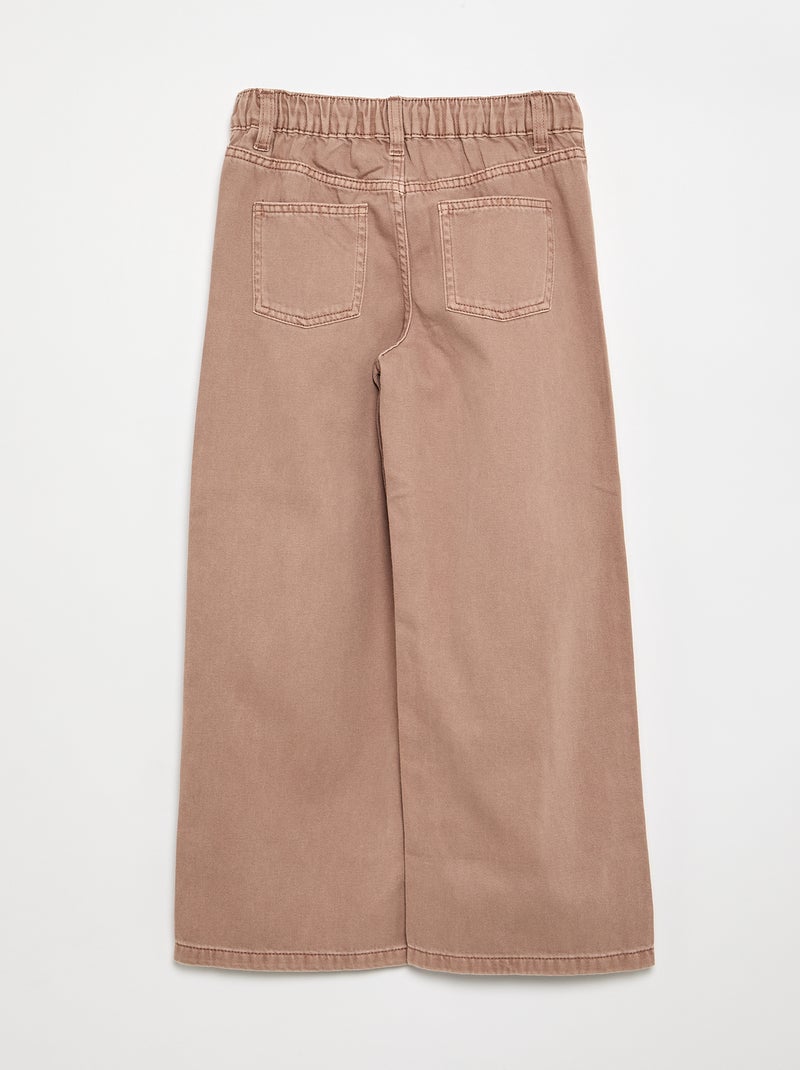 Pantaloni wide leg con vita regolabile Marrone - Kiabi