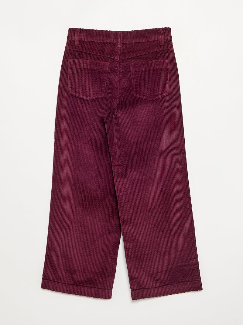 Pantaloni wide leg in velluto a coste Rosa - Kiabi
