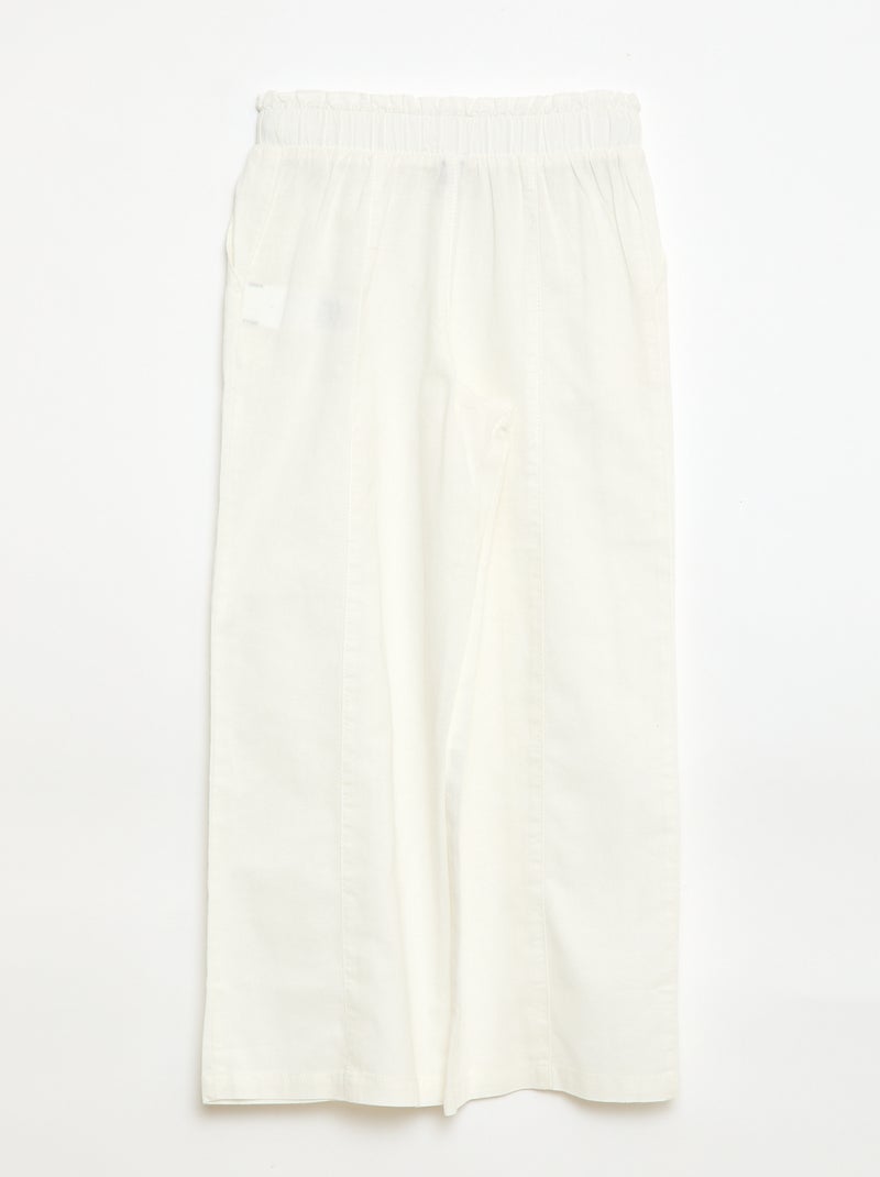 Pantaloni wide leg/a gamba larga in cotone tessuto Bianco - Kiabi