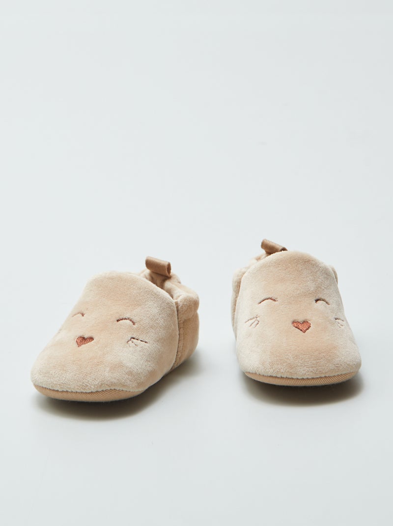 Pantofole in velluto beige - Kiabi