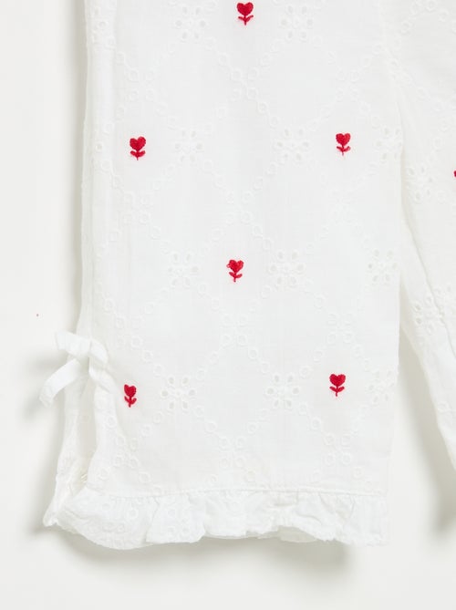 Pants with decorative bows and eyelet embroidery - Kiabi