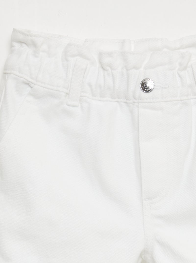 Paper Bag Denim Shorts White - Kiabi