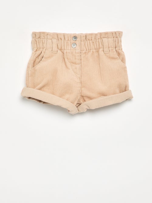 Paperbag corduroy shorts - Kiabi