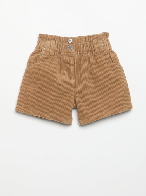 Paperbag corduroy shorts - Kiabi