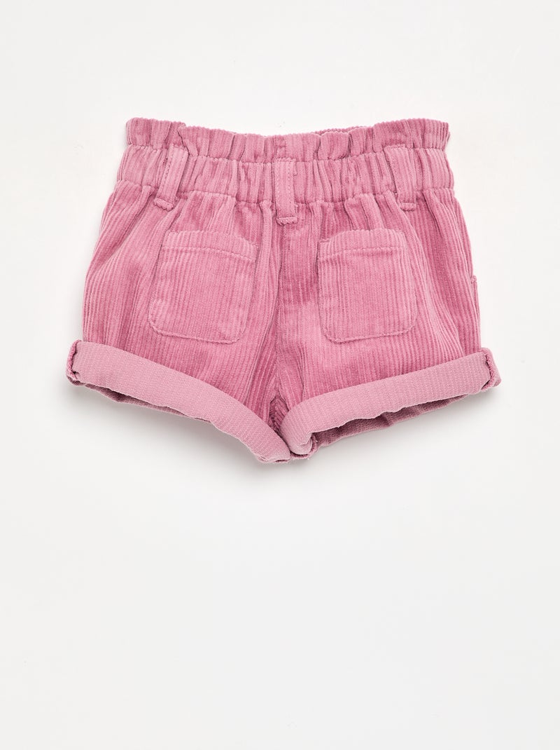 Paperbag corduroy shorts Pink - Kiabi