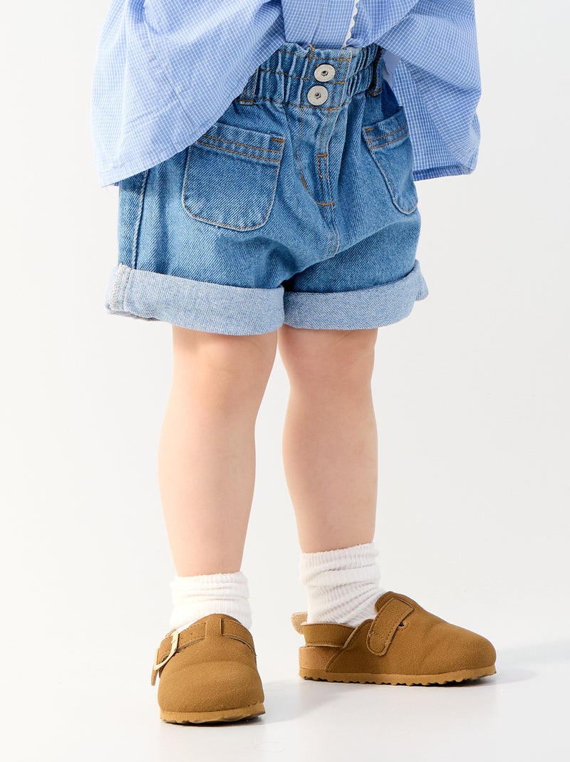 Paperbag denim shorts BLUE - Kiabi