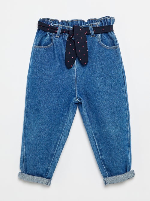 Paperbag-Jeans mit gemustertem Gürtel - Kiabi