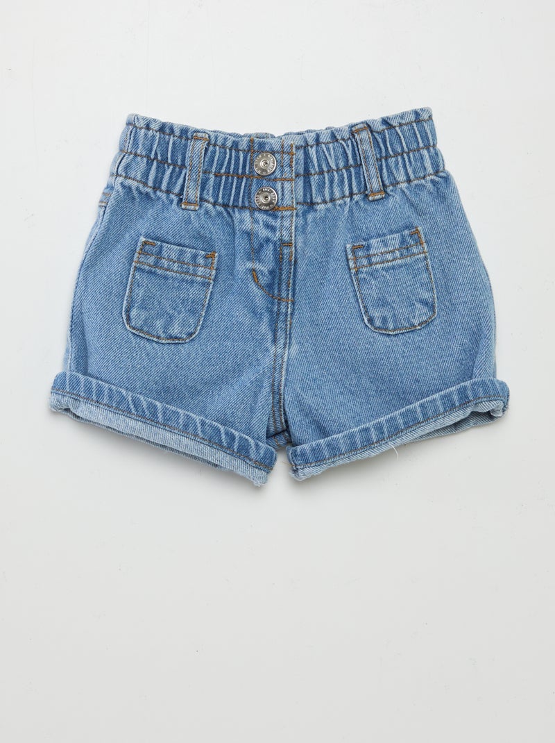 Paperbag Jeans-Shorts Blau - Kiabi