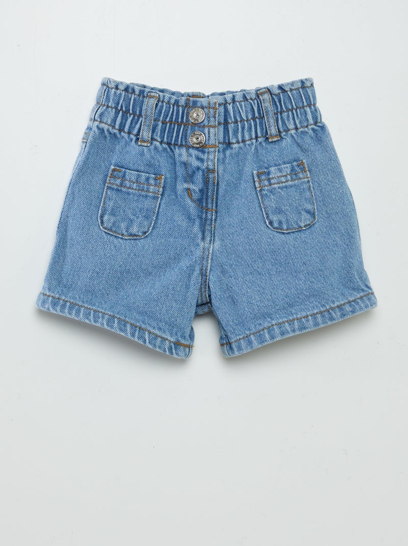 Paperbag Jeans-Shorts Blau - Kiabi