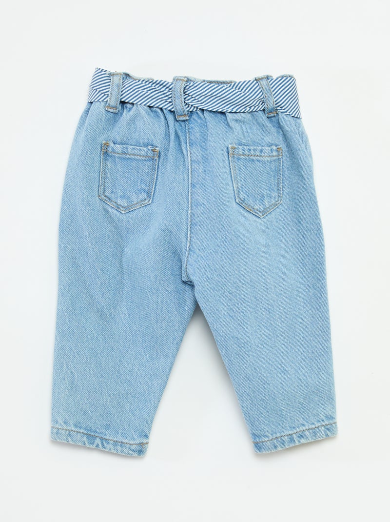 Paperbag jeans with patterned belt Blue - Kiabi