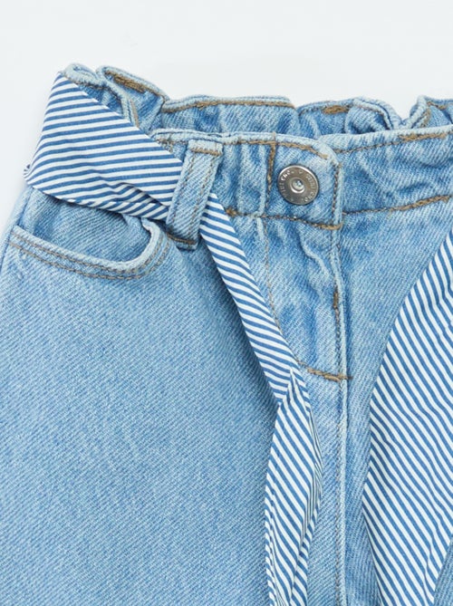 Paperbag jeans with patterned belt - Kiabi