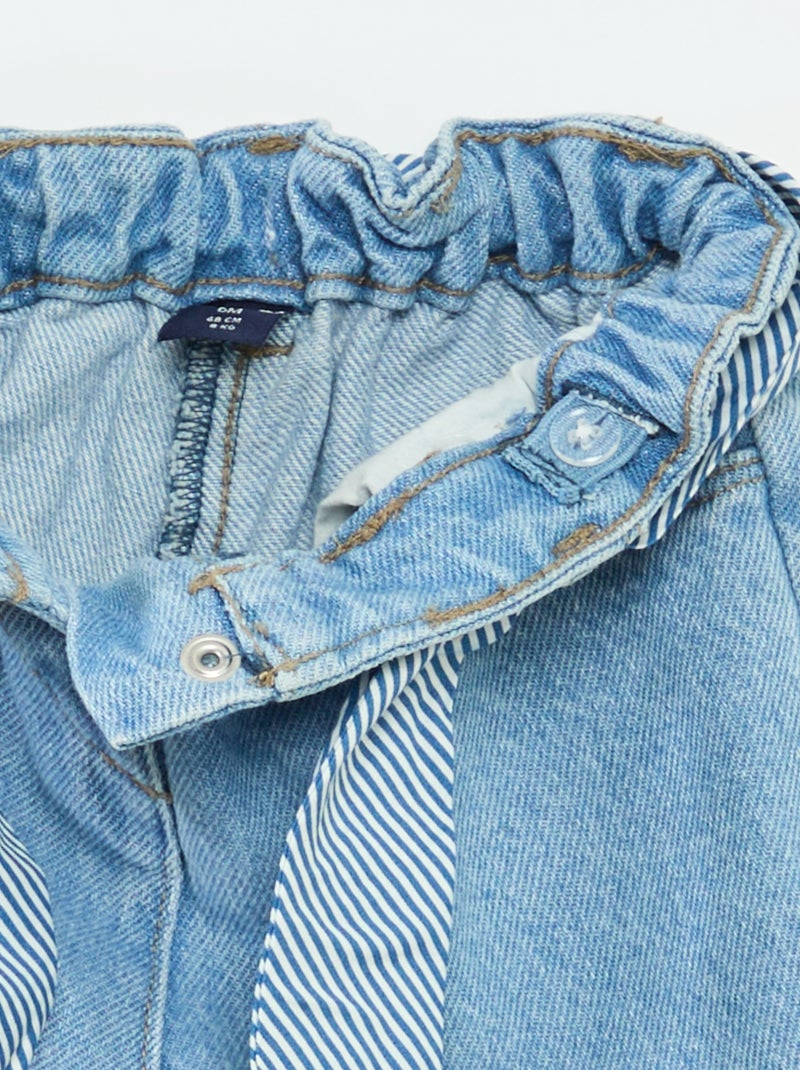 Paperbag jeans with patterned belt Blue - Kiabi