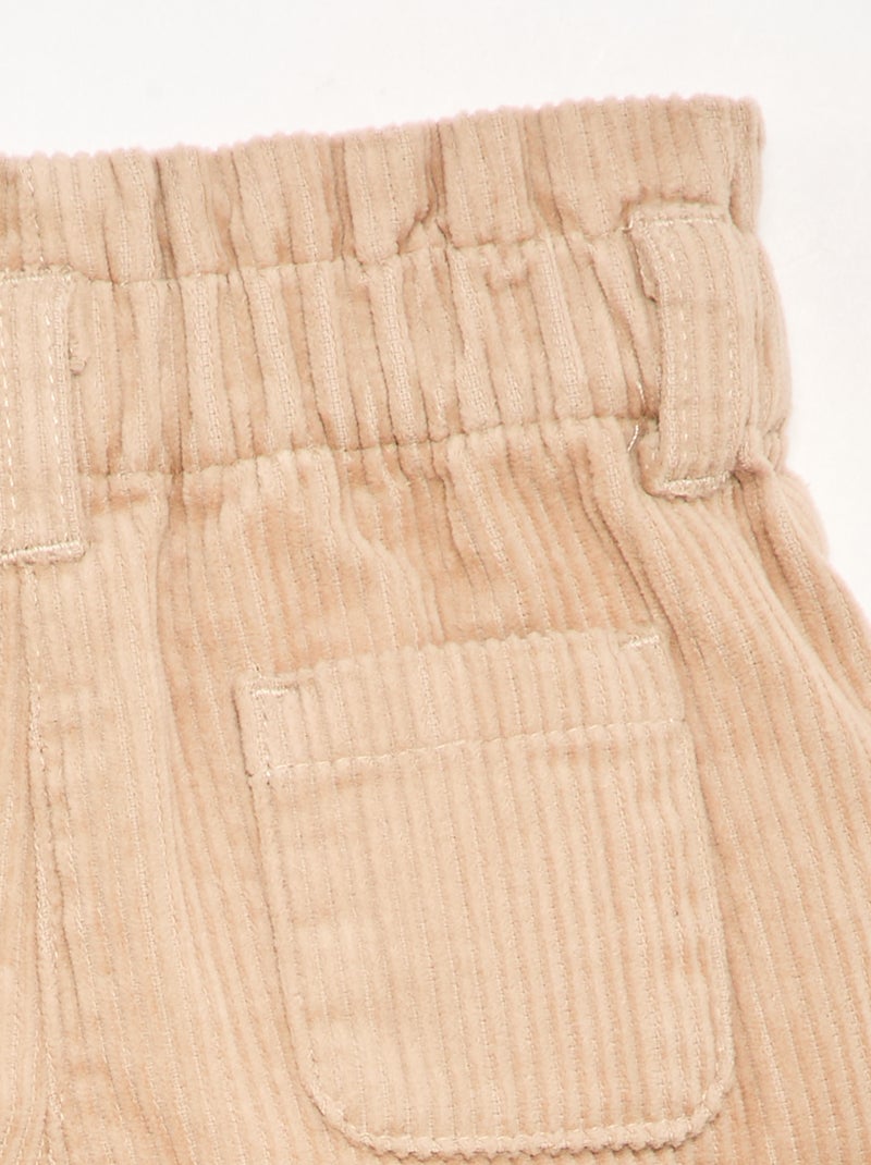 Paperbag-Shorts aus Cord Beige - Kiabi
