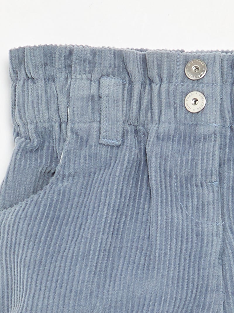 Paperbag-Shorts aus Cord Bleu - Kiabi