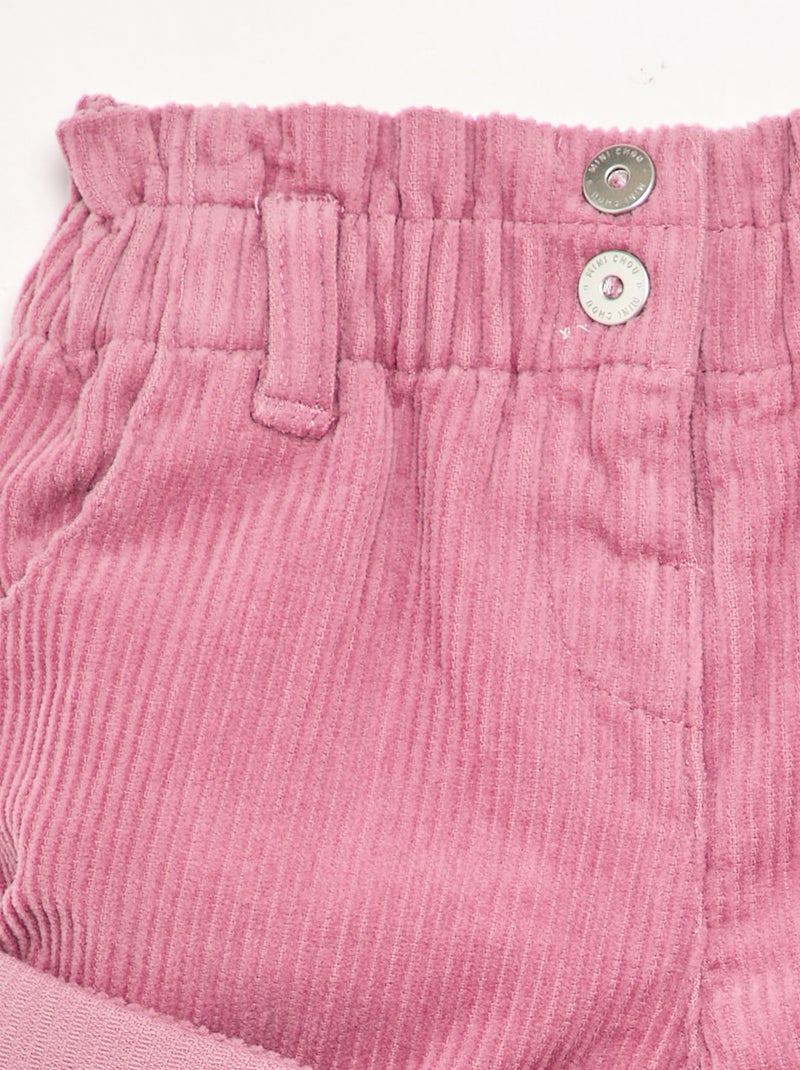 Paperbag-Shorts aus Cord Rose - Kiabi