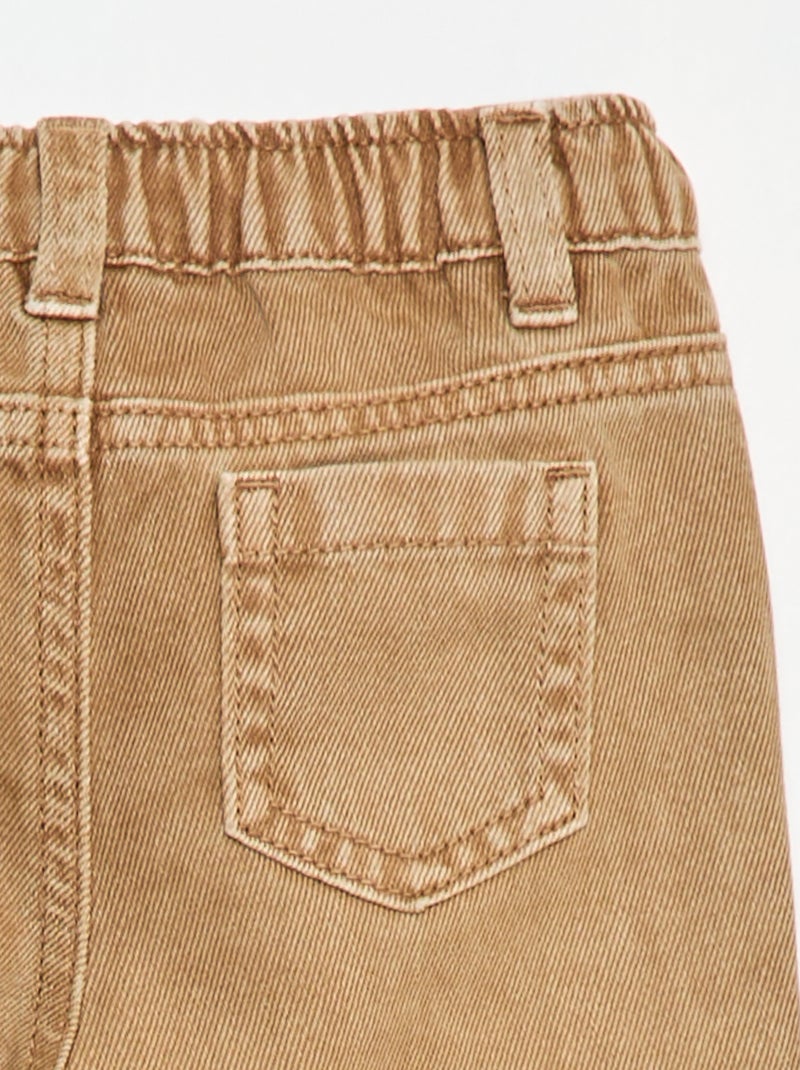 Paperbag twill 3/4 trousers Beige - Kiabi