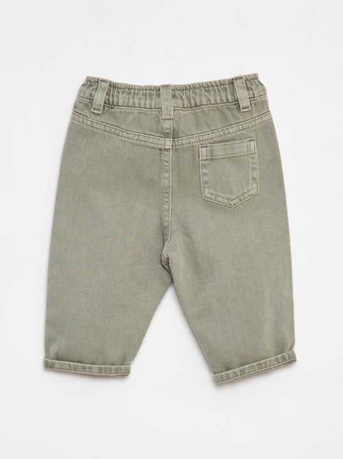 Paperbag twill trousers with 3/4 length - Kiabi