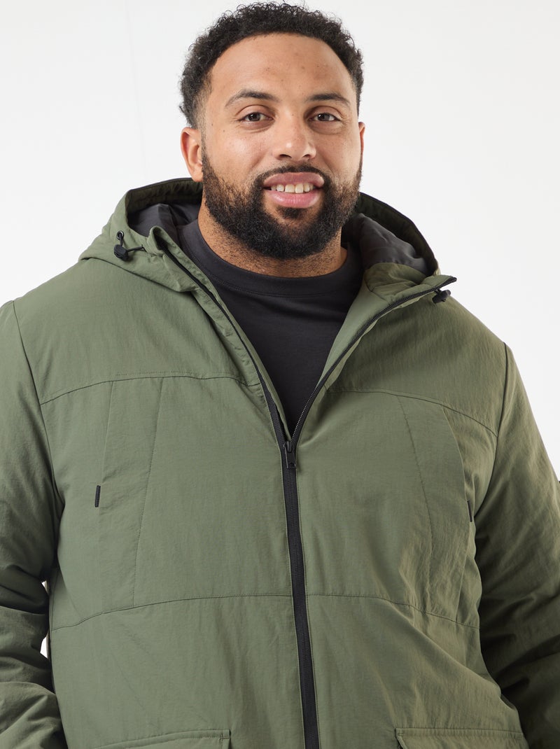 Parka à capuche avec poches plaquées double entrée doublées polaire Vert - Kiabi