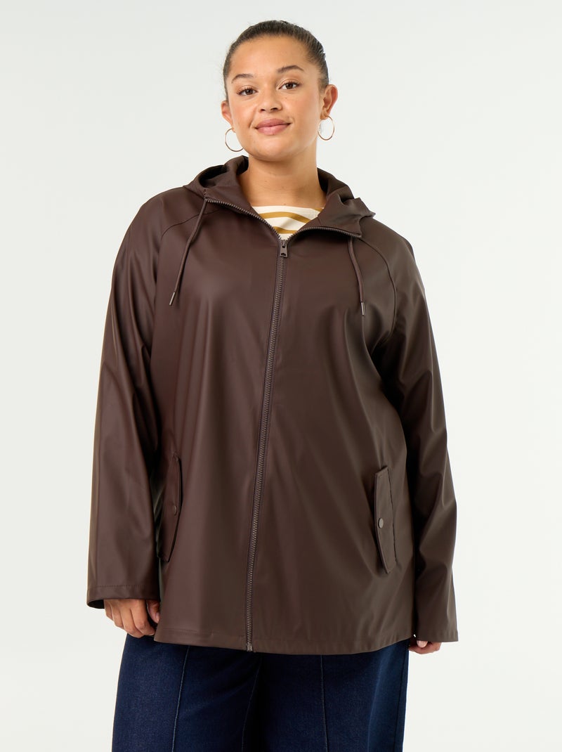 Parka à capuche déperlant Marron - Kiabi