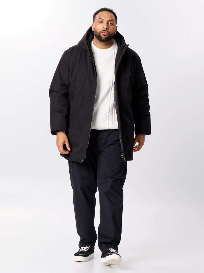 Parka à capuche uni Noir - Kiabi