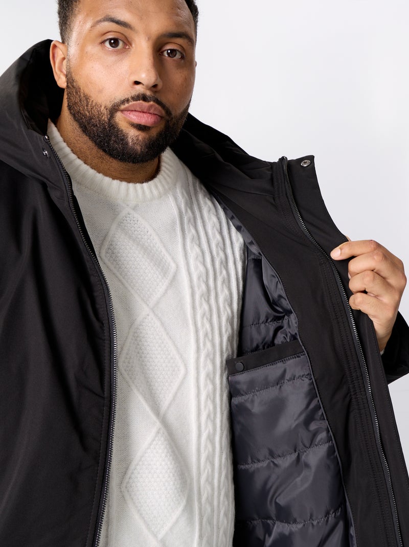 Parka à capuche uni Noir - Kiabi