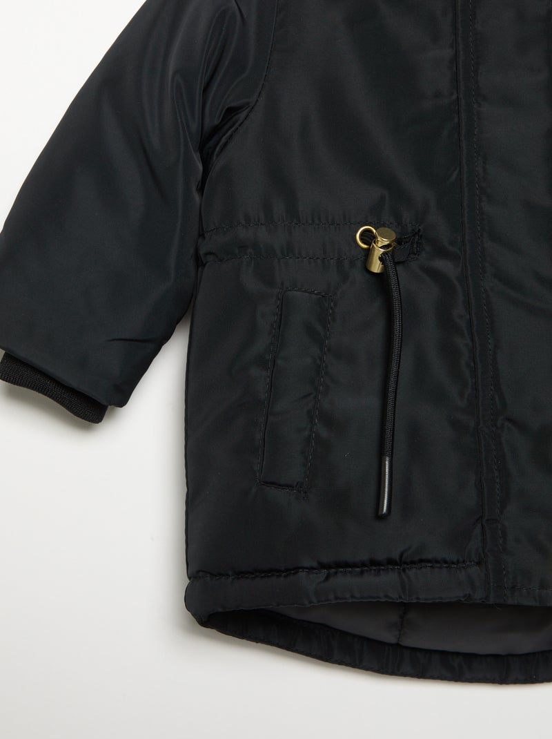 Parka con cappuccio foderato in pelliccia sintetica Nero - Kiabi
