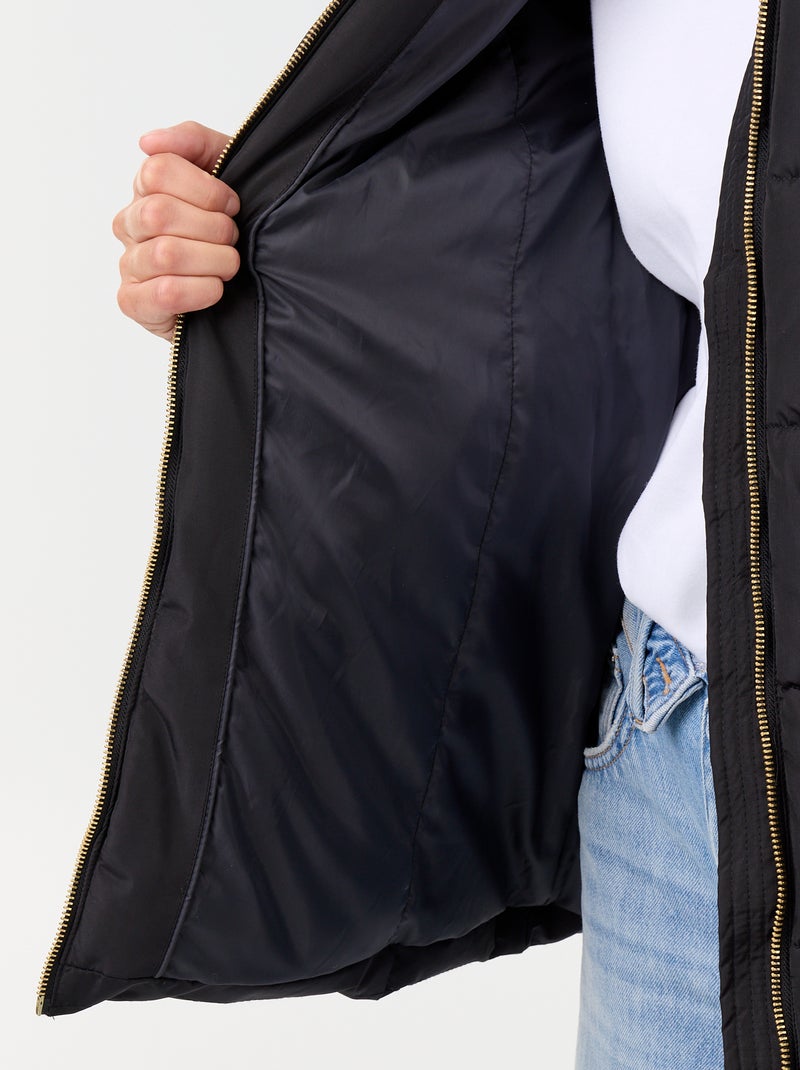 Parka con cappuccio foderato in pelliccia sintetica Nero - Kiabi