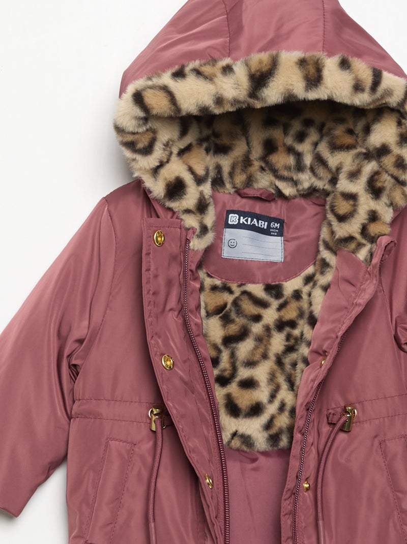 Parka con cappuccio foderato in pelliccia sintetica Rosa - Kiabi