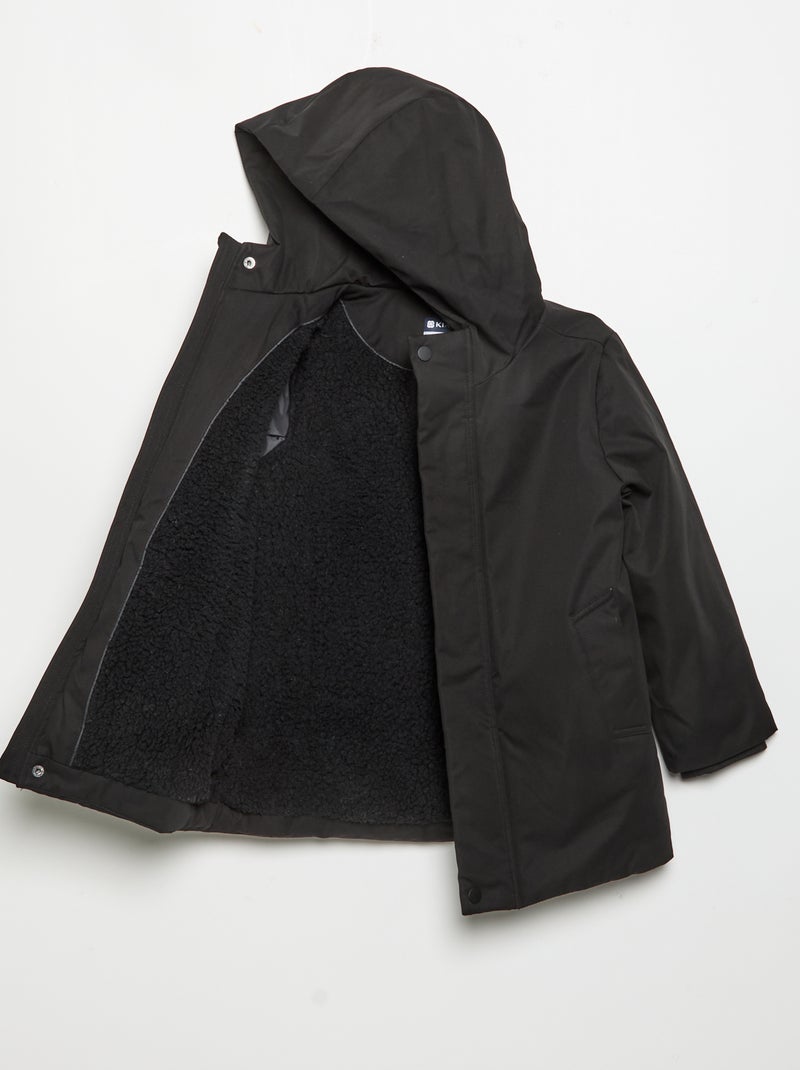 Parka doublée à capuche Noir - Kiabi
