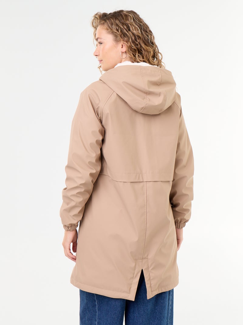 Parka dritto foderato in pelliccia sintetica Marrone - Kiabi