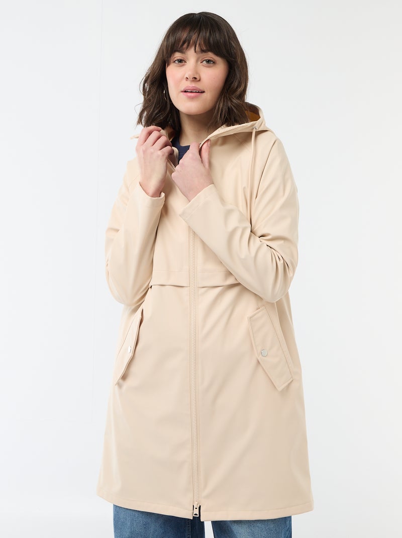 Parka gommata con cappuccio Beige - Kiabi
