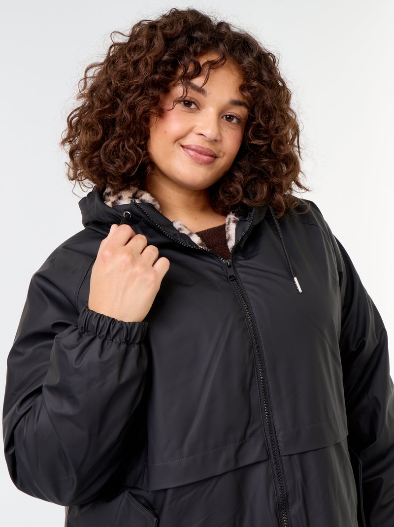 Parka gommato foderato con cappuccio Nero - Kiabi