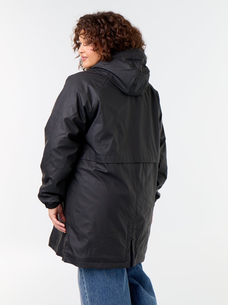 Parka gummy doublée à capuche Noir - Kiabi