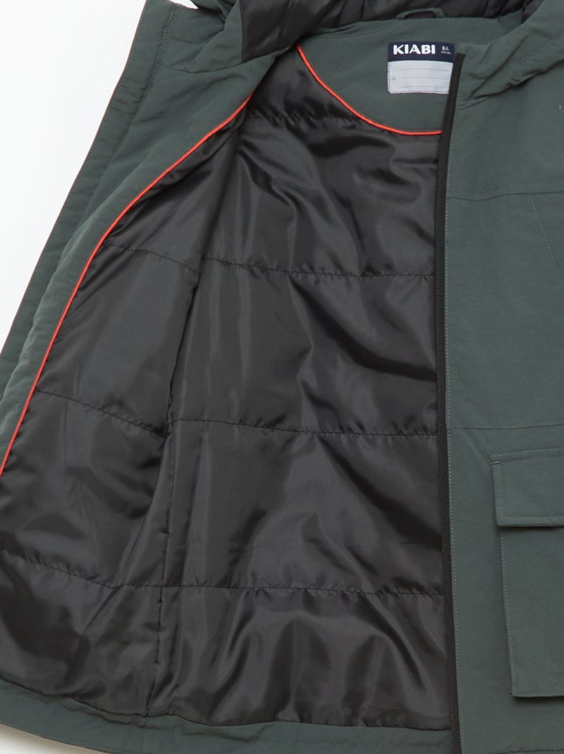 Parka leggera con cappuccio e 2 tasche a soffietto con patta Verde - Kiabi