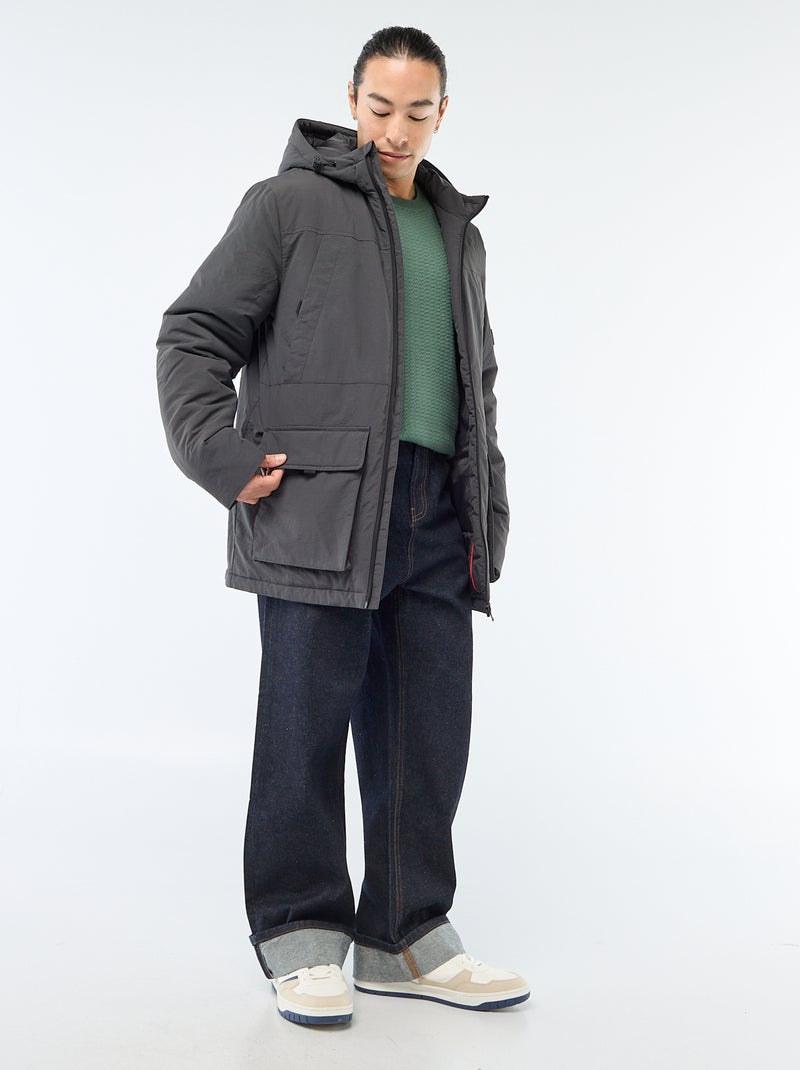 Parka leggera con cappuccio idrorepellente Nero - Kiabi