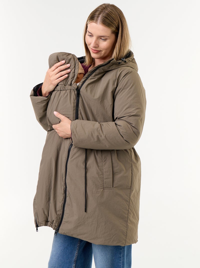 Parka lungo imbottito con cappuccio Verde - Kiabi