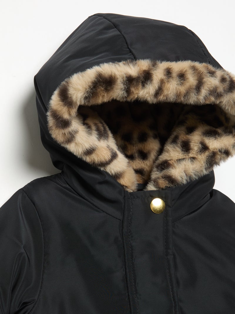 Parka mit Kapuze und Kunstfellfutter Noir - Kiabi