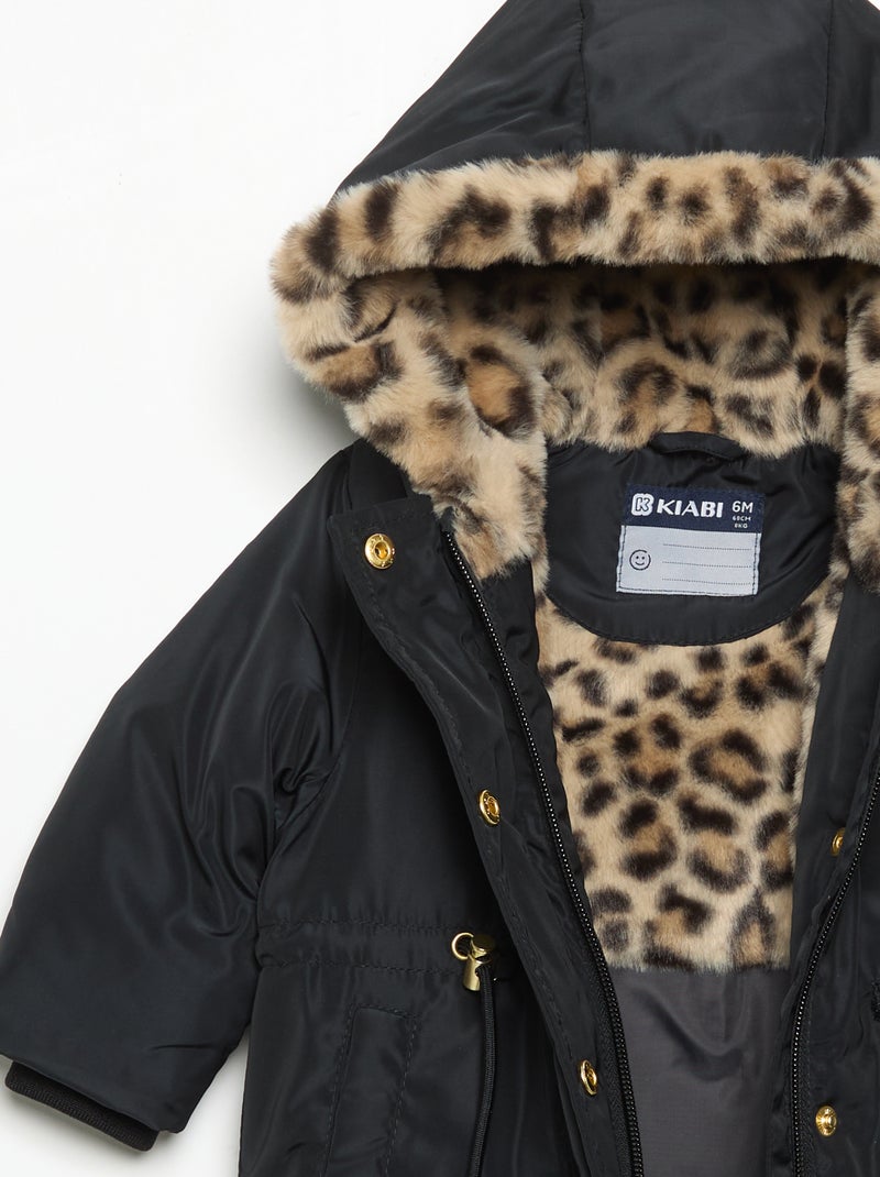 Parka mit Kapuze und Kunstfellfutter Noir - Kiabi