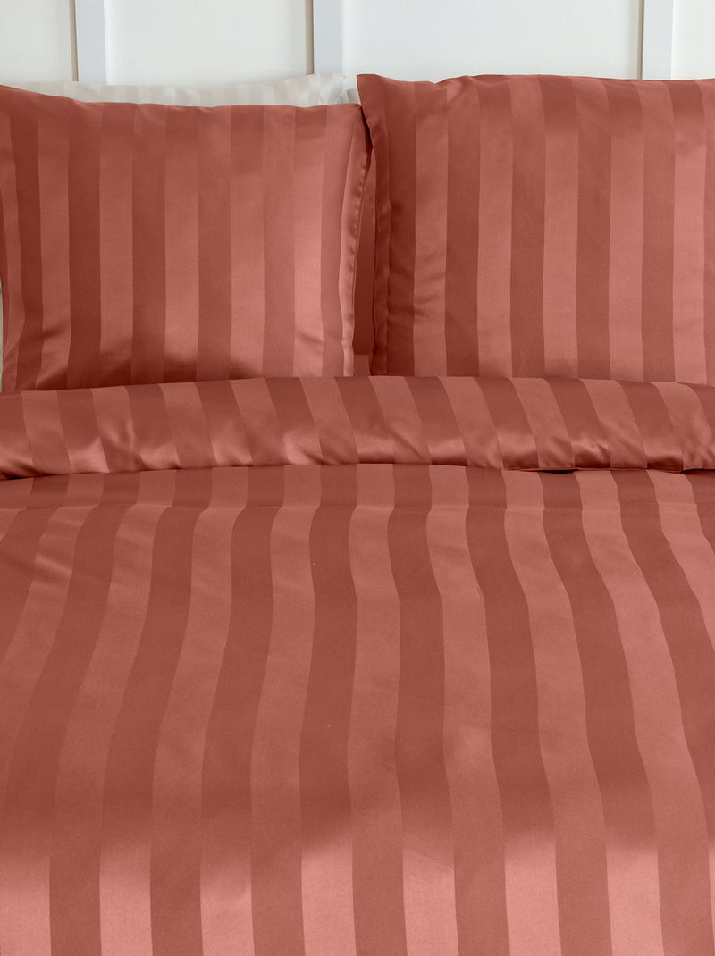 Parure de lit 1 ou 2 personnes en satin + 2 taies Orange - Kiabi