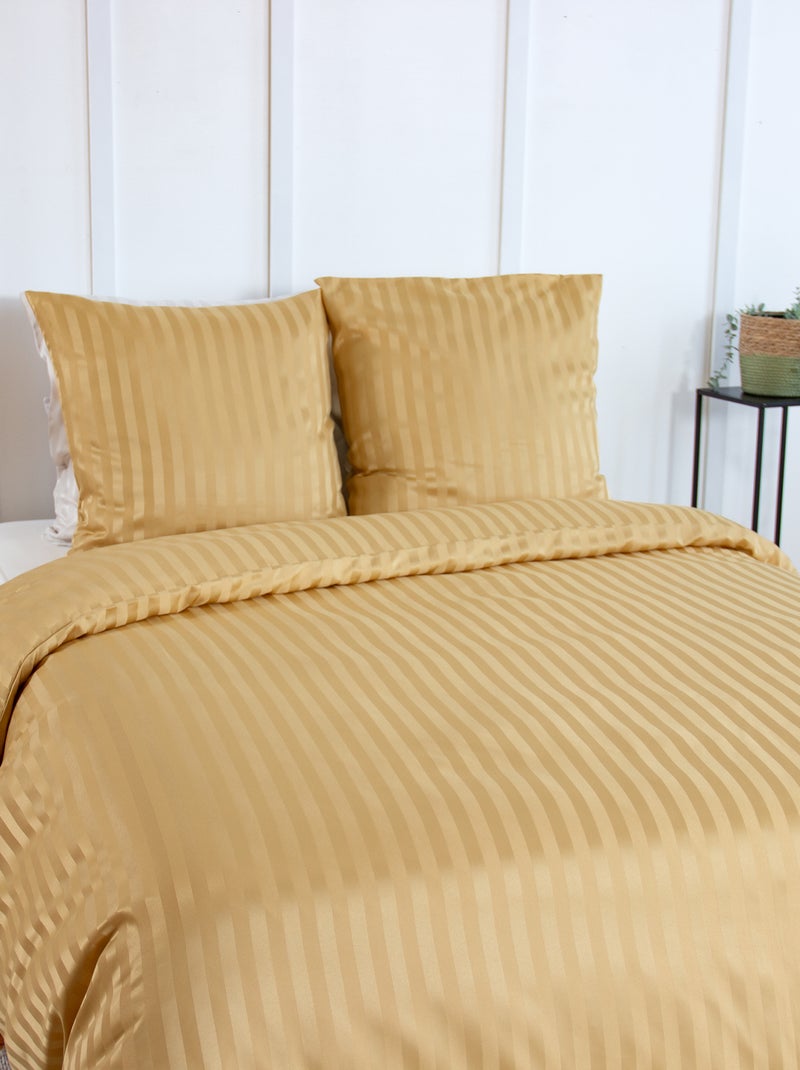 Parure de lit 1 ou 2 personnes en satin + 2 taies Orange - Kiabi