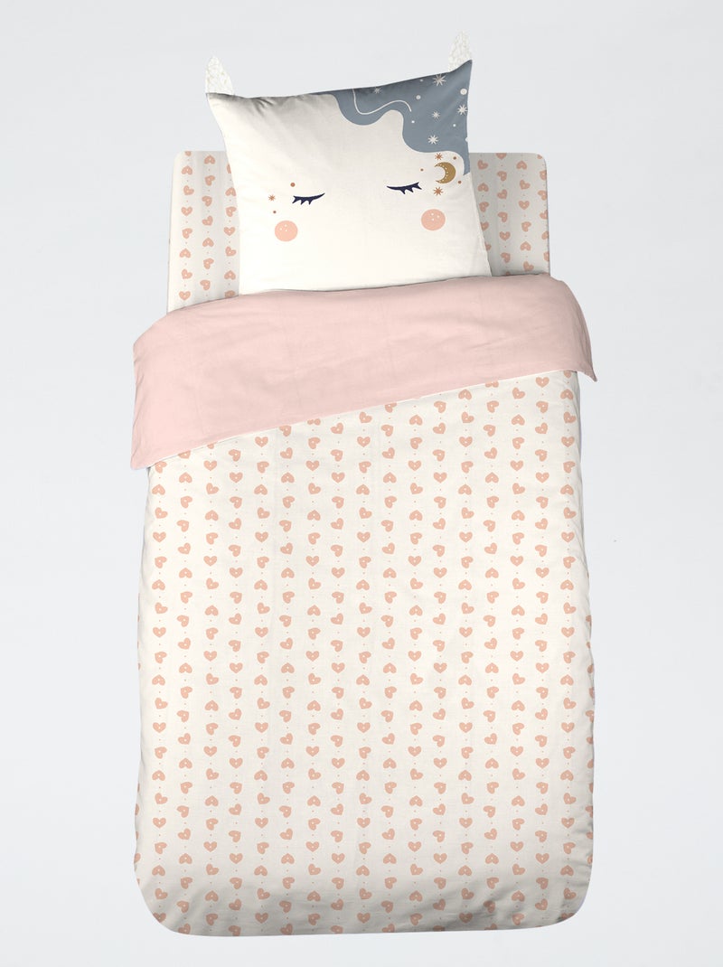Parure de lit 1 personne 2 pièces : housse de couette + taie d'oreiller Rose - Kiabi
