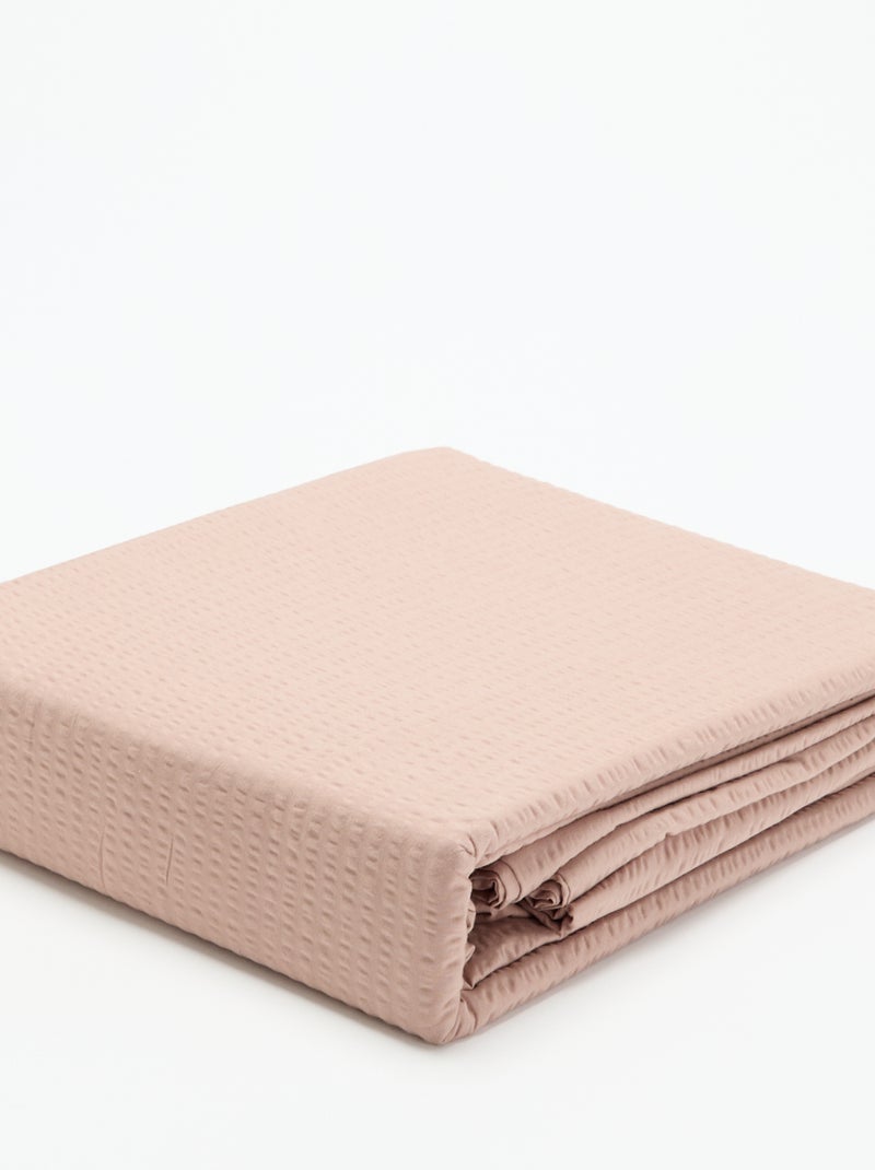 Parure de lit 2 personnes 240 x 220 cm en seersucker Rose - Kiabi