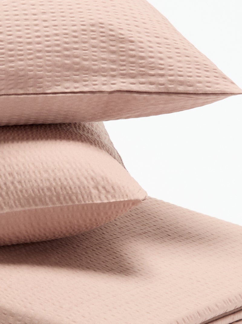 Parure de lit 2 personnes 240 x 220 cm en seersucker Rose - Kiabi