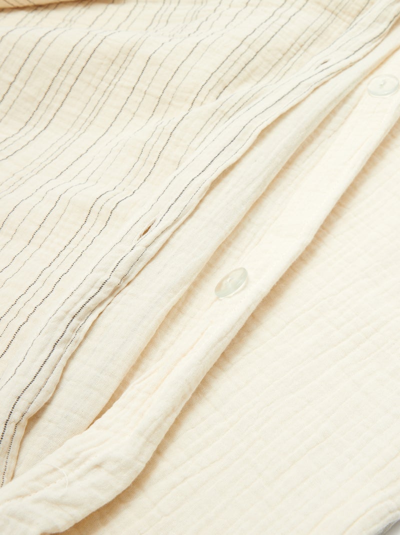 Parure de lit 2 personnes (240 x 220cm) en gaze de coton - Kiabi Home Beige rayé - Kiabi