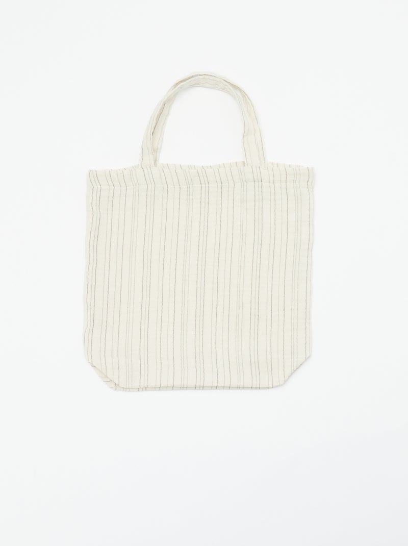 Parure de lit 2 personnes (240 x 220cm) en gaze de coton - Kiabi Home Beige rayé - Kiabi