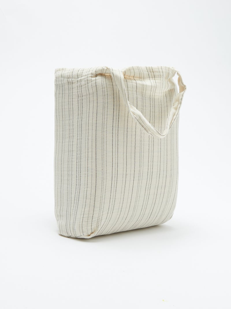 Parure de lit 2 personnes (240 x 220cm) en gaze de coton - Kiabi Home Beige rayé - Kiabi