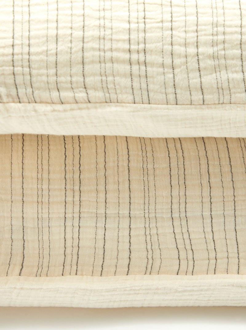 Parure de lit 2 personnes (240 x 220cm) en gaze de coton - Kiabi Home Beige rayé - Kiabi