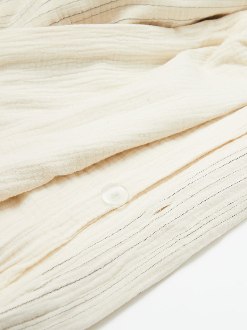 Parure de lit 2 personnes (240 x 220cm) en gaze de coton - Kiabi Home Beige rayé - Kiabi
