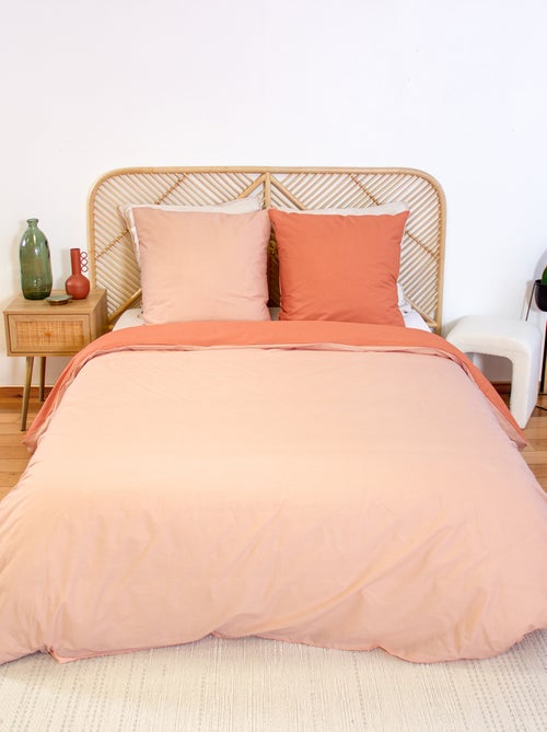 Parure de lit + 2 taies d'oreiller en coton uni 240x220 - 260x240 - Kiabi
